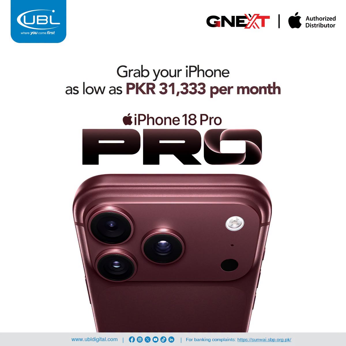 UBL Offers iPhone 18 Pro Series on 0% Markup From Rs. 31,333 Monthly
